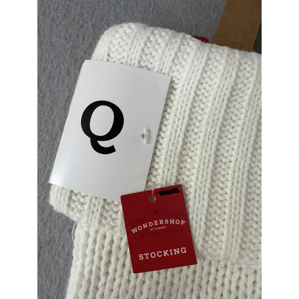 Wondershop at Target Monogram Q Christmas‎ Stocking Cable Knit Ivory Red Initial